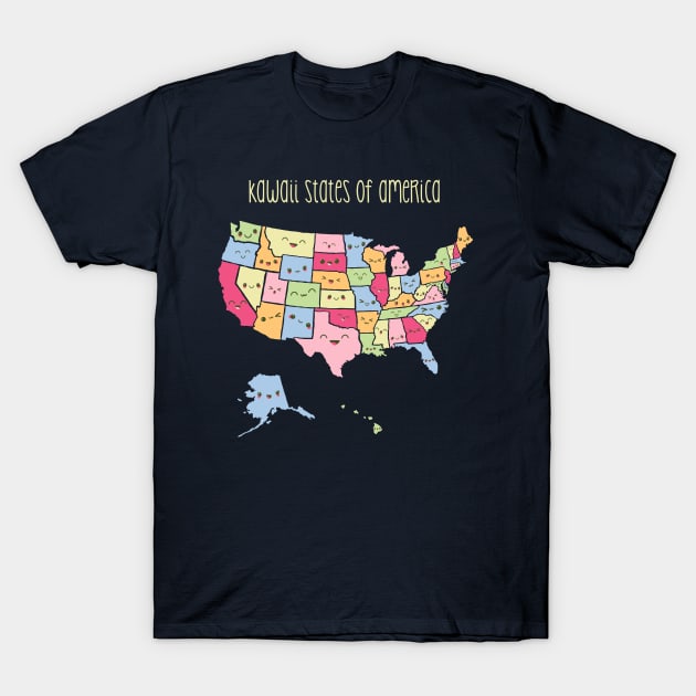 Kawaii States of America T-Shirt by fishbiscuit